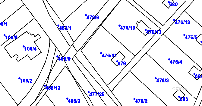 Parcela st. 476/11 v KÚ Svinařov u Kladna, Katastrální mapa