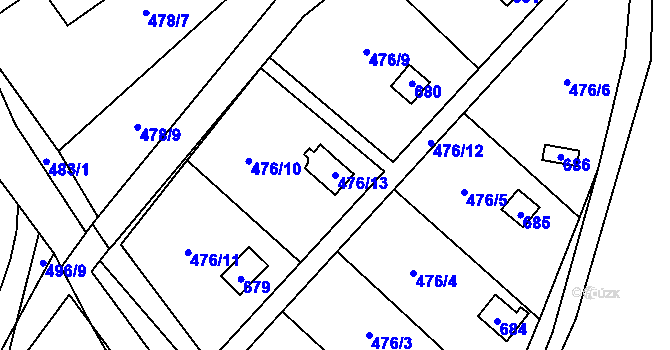 Parcela st. 476/13 v KÚ Svinařov u Kladna, Katastrální mapa