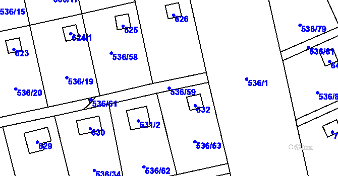 Parcela st. 536/59 v KÚ Svinařov u Kladna, Katastrální mapa