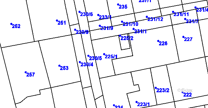 Parcela st. 225/1 v KÚ Svinařov u Kladna, Katastrální mapa