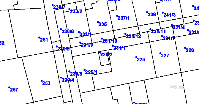 Parcela st. 225/2 v KÚ Svinařov u Kladna, Katastrální mapa