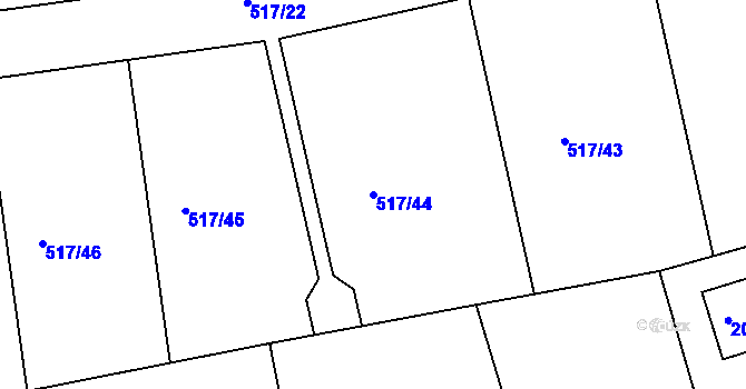 Parcela st. 517/44 v KÚ Svinařov u Kladna, Katastrální mapa