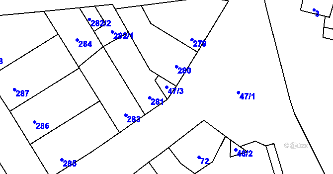 Parcela st. 47/3 v KÚ Svinařov u Kladna, Katastrální mapa