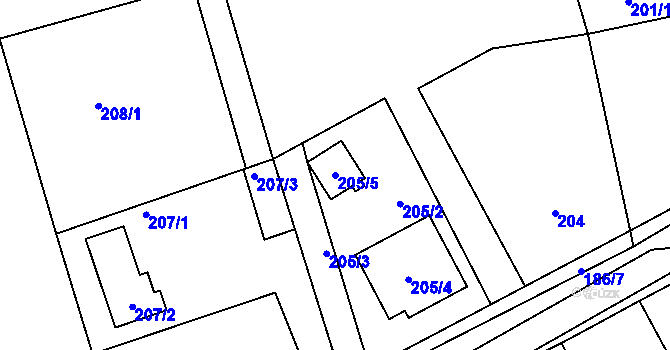 Parcela st. 205/5 v KÚ Svinařov u Kladna, Katastrální mapa