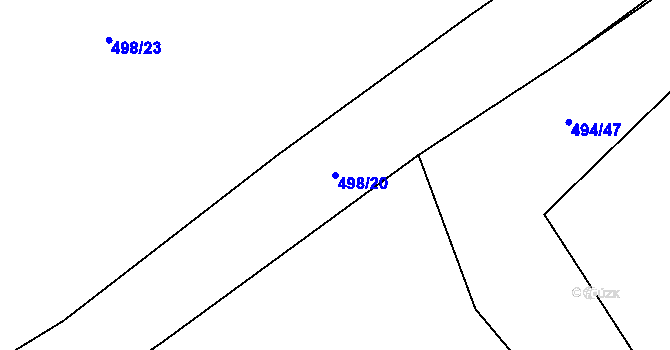 Parcela st. 498/20 v KÚ Svinařov u Kladna, Katastrální mapa