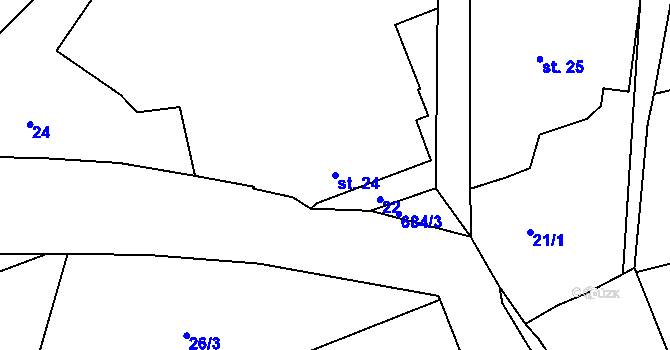 Parcela st. 24 v KÚ Svinařov, Katastrální mapa