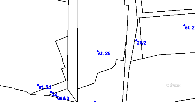 Parcela st. 25 v KÚ Svinařov, Katastrální mapa