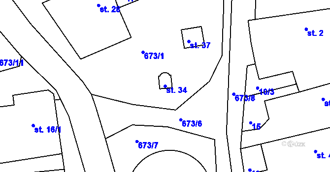 Parcela st. 34 v KÚ Svinařov, Katastrální mapa