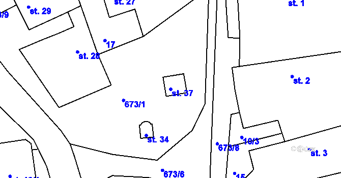 Parcela st. 37 v KÚ Svinařov, Katastrální mapa