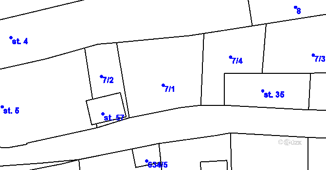Parcela st. 7/1 v KÚ Svinařov, Katastrální mapa