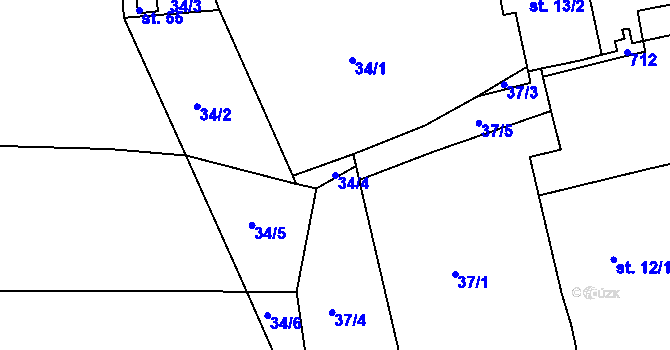 Parcela st. 34/4 v KÚ Svinařov, Katastrální mapa