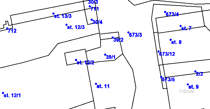 Parcela st. 39/1 v KÚ Svinařov, Katastrální mapa