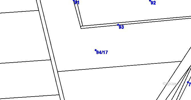 Parcela st. 94/17 v KÚ Svinařov, Katastrální mapa