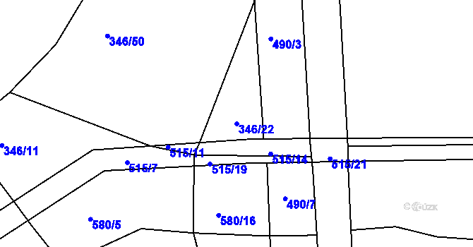 Parcela st. 346/22 v KÚ Svinařov, Katastrální mapa