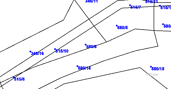 Parcela st. 580/8 v KÚ Svinařov, Katastrální mapa