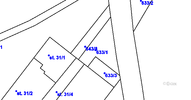 Parcela st. 633/1 v KÚ Svinařov, Katastrální mapa