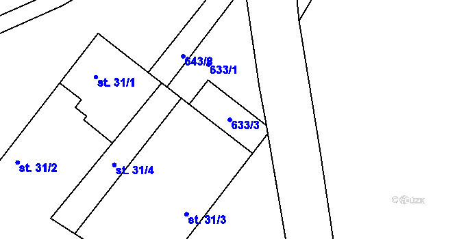 Parcela st. 633/3 v KÚ Svinařov, Katastrální mapa