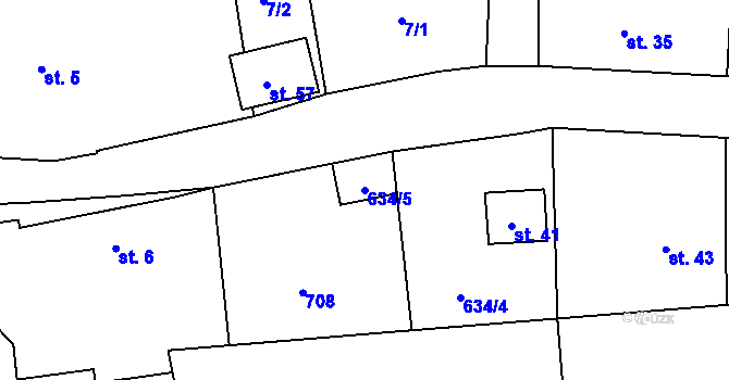 Parcela st. 634/5 v KÚ Svinařov, Katastrální mapa