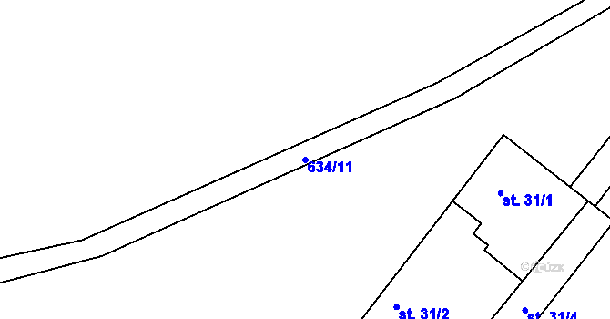 Parcela st. 634/11 v KÚ Svinařov, Katastrální mapa