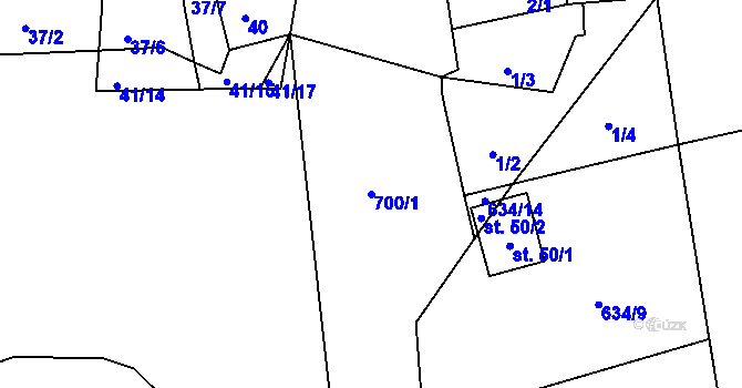 Parcela st. 700/1 v KÚ Svinařov, Katastrální mapa