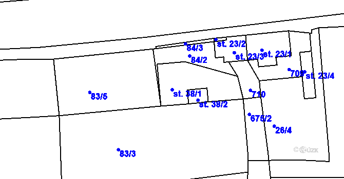 Parcela st. 38/1 v KÚ Svinařov, Katastrální mapa