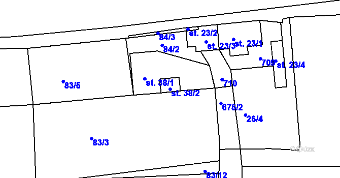 Parcela st. 38/2 v KÚ Svinařov, Katastrální mapa