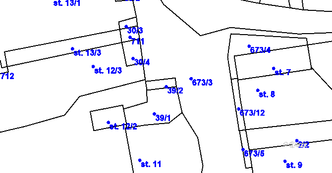 Parcela st. 39/2 v KÚ Svinařov, Katastrální mapa