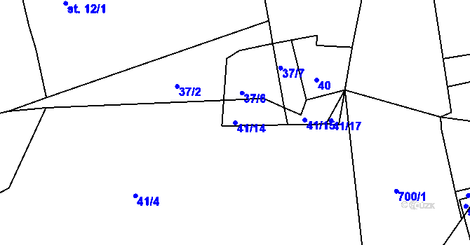 Parcela st. 41/14 v KÚ Svinařov, Katastrální mapa