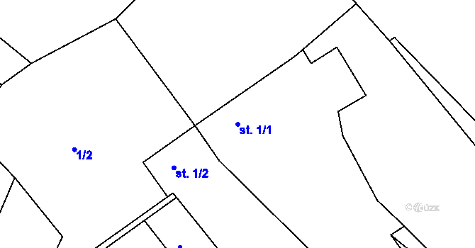Parcela st. 1/1 v KÚ Raškovice u Přelouče, Katastrální mapa