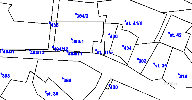 Parcela st. 41/5 v KÚ Raškovice u Přelouče, Katastrální mapa