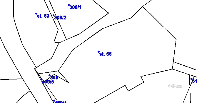 Parcela st. 56 v KÚ Raškovice u Přelouče, Katastrální mapa