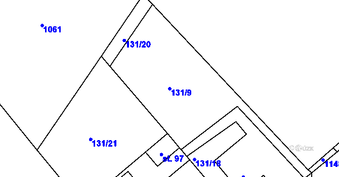 Parcela st. 131/9 v KÚ Raškovice u Přelouče, Katastrální mapa