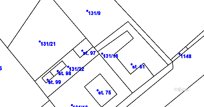 Parcela st. 131/18 v KÚ Raškovice u Přelouče, Katastrální mapa