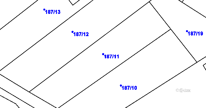 Parcela st. 187/11 v KÚ Raškovice u Přelouče, Katastrální mapa