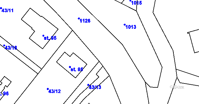Parcela st. 263/4 v KÚ Raškovice u Přelouče, Katastrální mapa