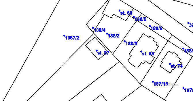 Parcela st. 87 v KÚ Raškovice u Přelouče, Katastrální mapa