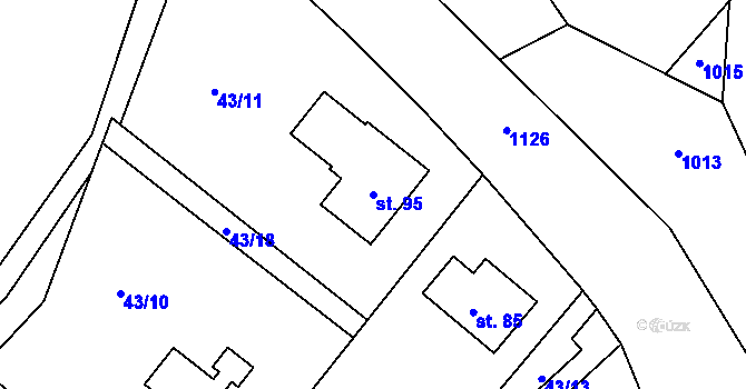 Parcela st. 95 v KÚ Raškovice u Přelouče, Katastrální mapa
