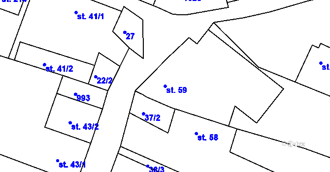 Parcela st. 59 v KÚ Svinčany, Katastrální mapa