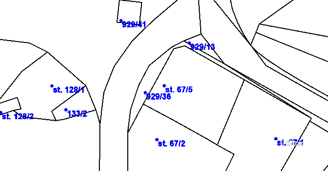 Parcela st. 67/5 v KÚ Svinčany, Katastrální mapa