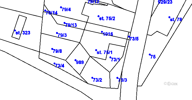 Parcela st. 75/1 v KÚ Svinčany, Katastrální mapa