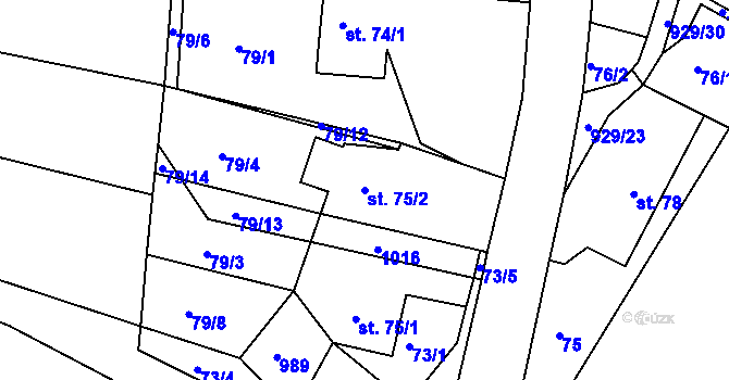 Parcela st. 75/2 v KÚ Svinčany, Katastrální mapa