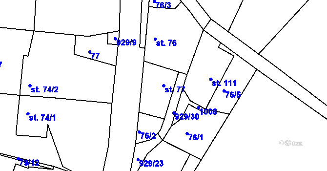 Parcela st. 77 v KÚ Svinčany, Katastrální mapa