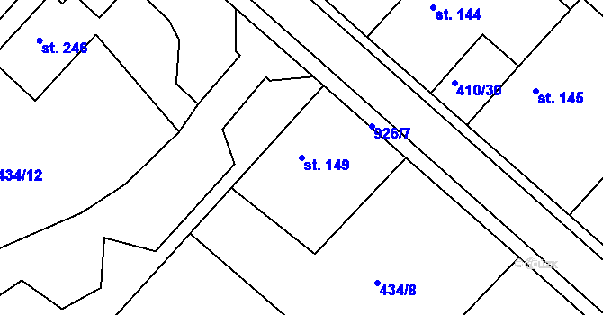 Parcela st. 149 v KÚ Svinčany, Katastrální mapa