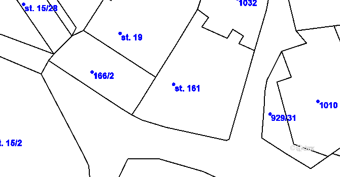 Parcela st. 161 v KÚ Svinčany, Katastrální mapa