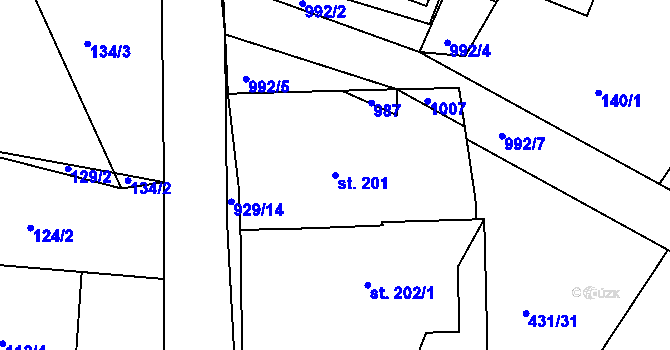 Parcela st. 201 v KÚ Svinčany, Katastrální mapa