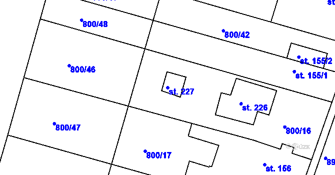 Parcela st. 227 v KÚ Svinčany, Katastrální mapa