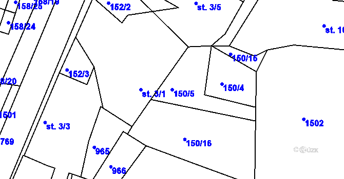 Parcela st. 150/5 v KÚ Svinčany, Katastrální mapa
