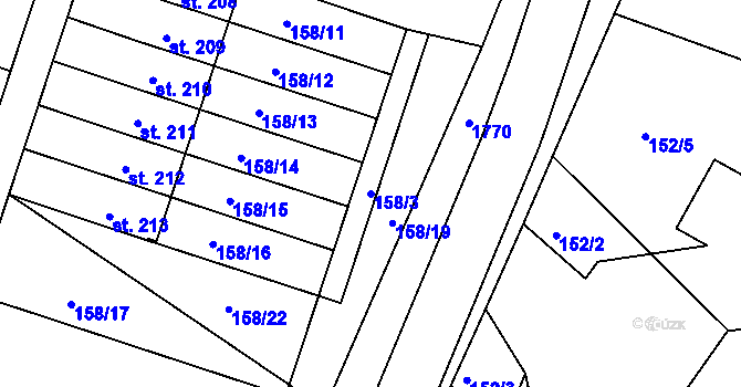 Parcela st. 158/3 v KÚ Svinčany, Katastrální mapa