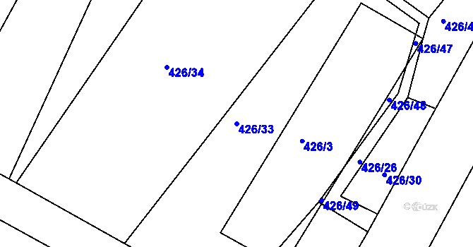 Parcela st. 426/33 v KÚ Svinčany, Katastrální mapa