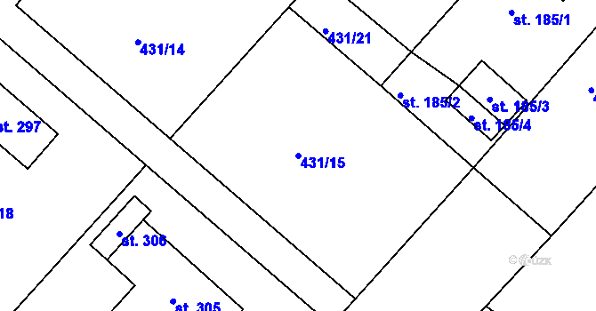 Parcela st. 431/15 v KÚ Svinčany, Katastrální mapa